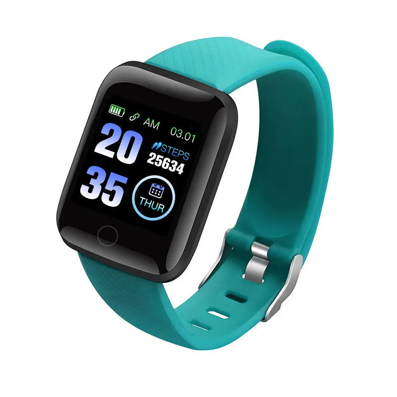 D13 smart bracelet with colour screen showing heart rate detection on wrist