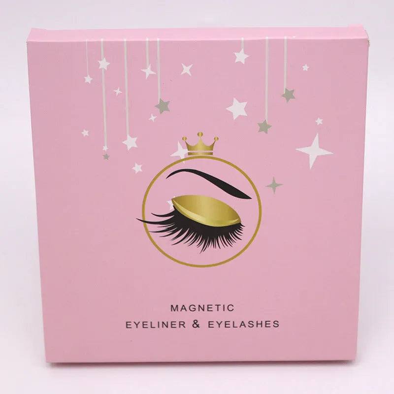 Magnetic false eyelashes set with 5 reusable pairs and dual-purpose eyeliner