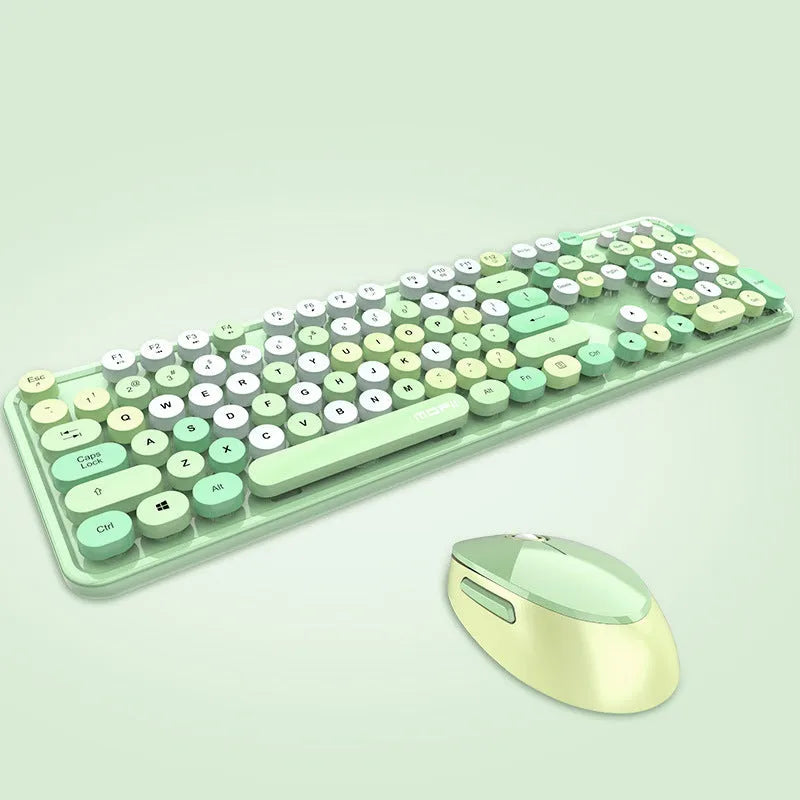 Wireless keyboard and mouse set with 1600dpi optical mouse, USB plug and play, waterproof keyboard, ergonomic, 445mm wide