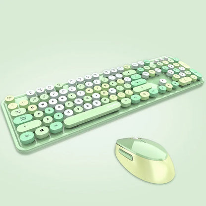 Wireless keyboard and mouse set with 1600dpi optical mouse, USB plug and play, waterproof keyboard, ergonomic, 445mm wide