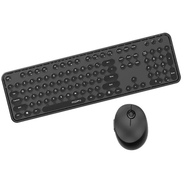 Wireless keyboard and mouse set with 1600dpi optical mouse, USB plug and play, waterproof keyboard, ergonomic, 445mm wide