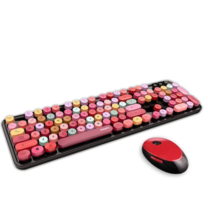 Wireless keyboard and mouse set with 1600dpi optical mouse, USB plug and play, waterproof keyboard, ergonomic, 445mm wide