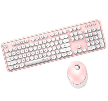 Wireless keyboard and mouse set with 1600dpi optical mouse, USB plug and play, waterproof keyboard, ergonomic, 445mm wide