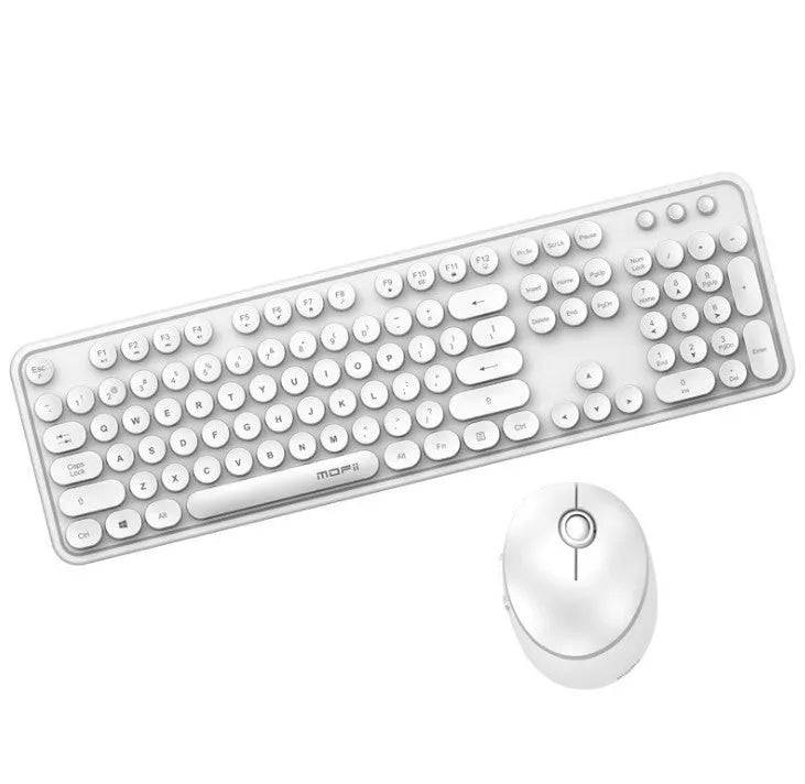 Wireless keyboard and mouse set with 1600dpi optical mouse, USB plug and play, waterproof keyboard, ergonomic, 445mm wide
