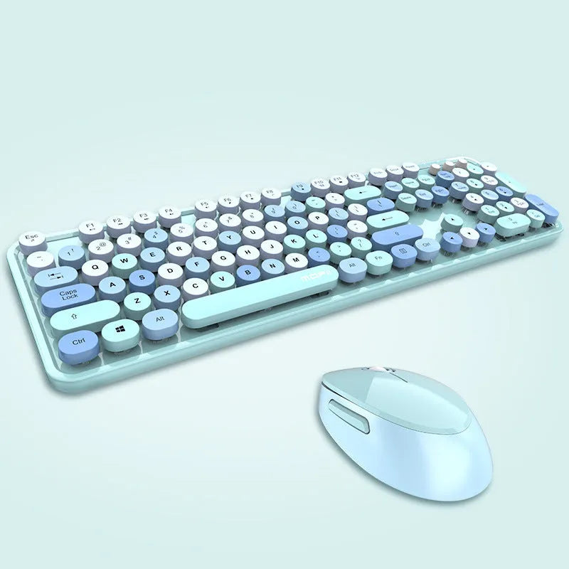 Wireless keyboard and mouse set with 1600dpi optical mouse, USB plug and play, waterproof keyboard, ergonomic, 445mm wide