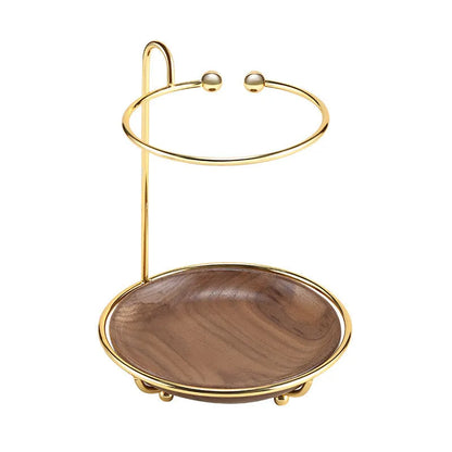 Walnut solid wood wall-mounted key and jewelry rack with electroplated iron hooks