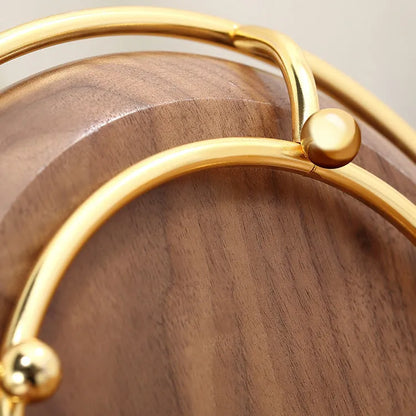 Walnut solid wood wall-mounted key and jewelry rack with electroplated iron hooks