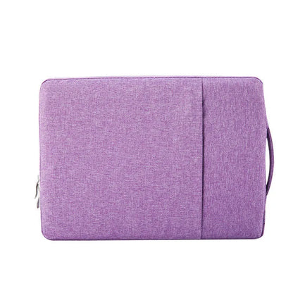Polyester laptop liner bag with zipper, telescopic handle, multiple pockets, in black grey navy blue purple, 11-15 inch