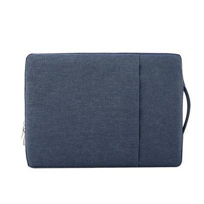 Polyester laptop liner bag with zipper, telescopic handle, multiple pockets, in black grey navy blue purple, 11-15 inch