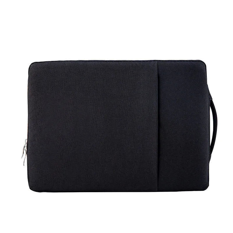 Polyester laptop liner bag with zipper, telescopic handle, multiple pockets, in black grey navy blue purple, 11-15 inch