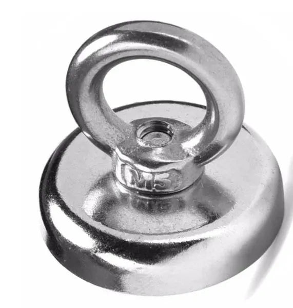 D25mm round ring salvage magnet with nickel plating for marine fishing and retrieval