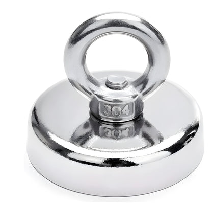 D25mm round ring salvage magnet with nickel plating for marine fishing and retrieval
