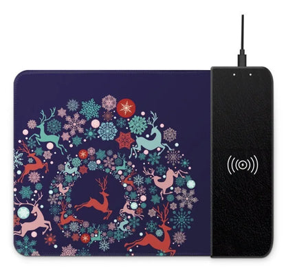 Wireless charging mouse pad with cartoon design, RGB lighting, and non-slip rubber base measuring 298mm by 215mm