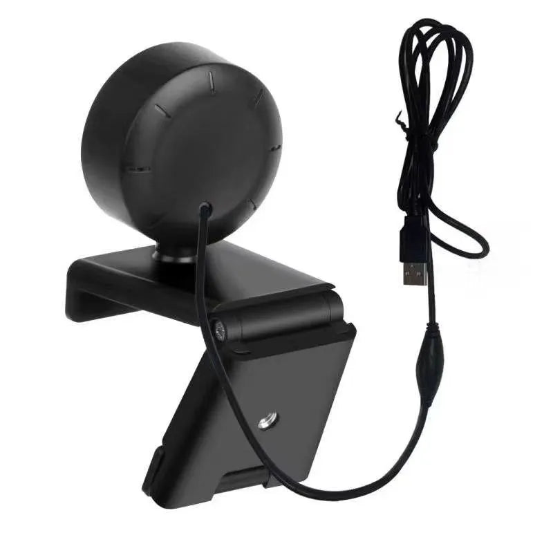 2K resolution USB webcam with adjustable LED ring light and built-in microphone