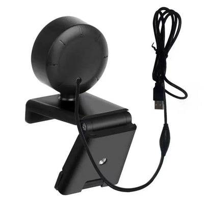 2K resolution USB webcam with adjustable LED ring light and built-in microphone