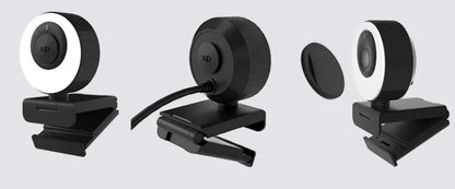 Black USB webcam with magnetic privacy cover on a 1.7m cable for desktop and laptop computers.