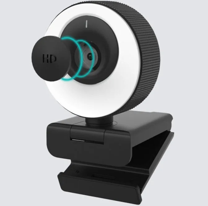 Black USB webcam with magnetic privacy cover on a 1.7m cable for desktop and laptop computers.