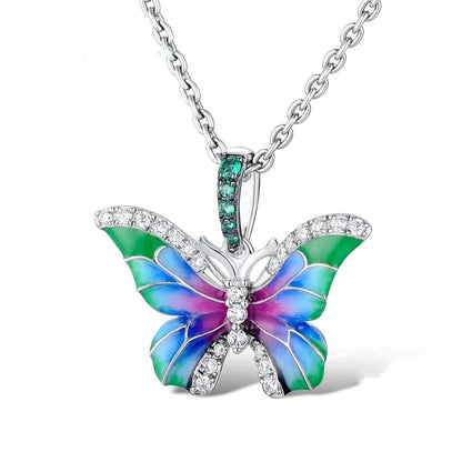 Vibrant epoxy butterfly ring and enamel paint jewelry set with intricate designs