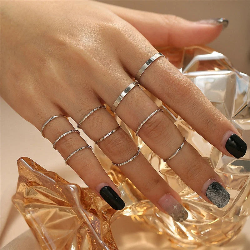 Bohemian knuckle ring set in silver and gold, perfect for adding elegance to any outfit