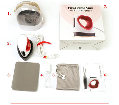 White handheld mini heat press machine for fabric and leather heat transfer, 2x3 inch format, 300ppi colour printing