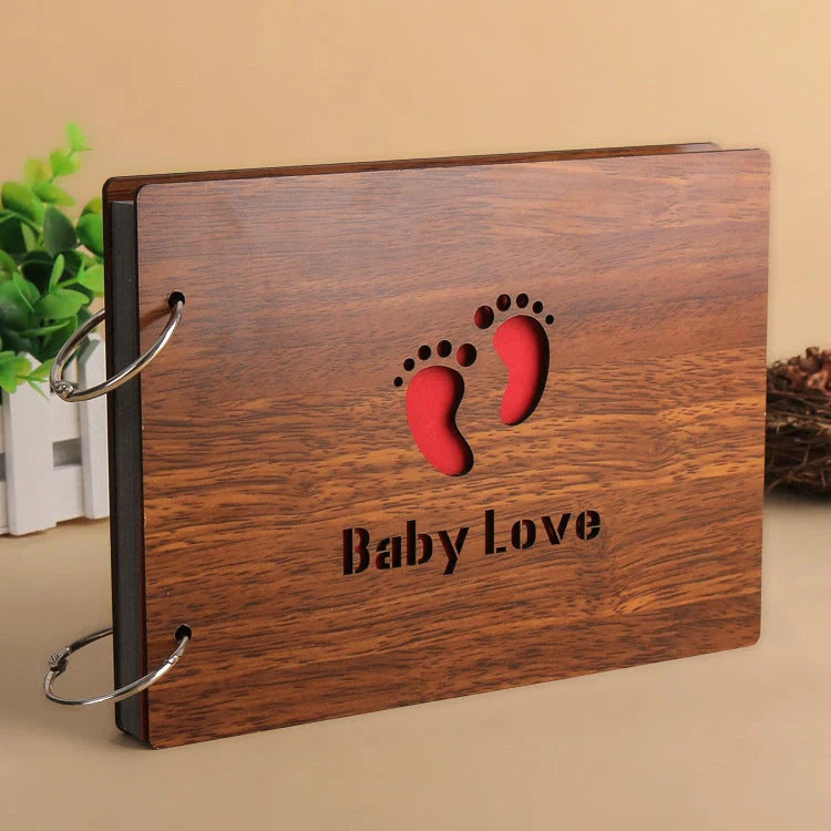 Handmade wooden loose leaf photo album with various unique designs