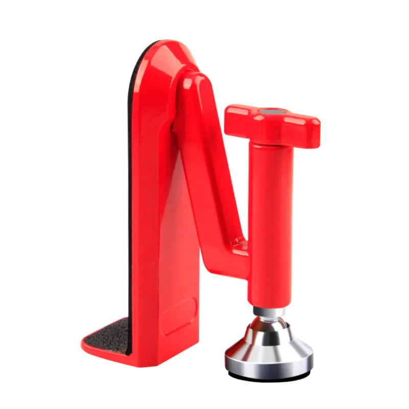 Aluminium alloy portable door lock security device placed under a door handle.