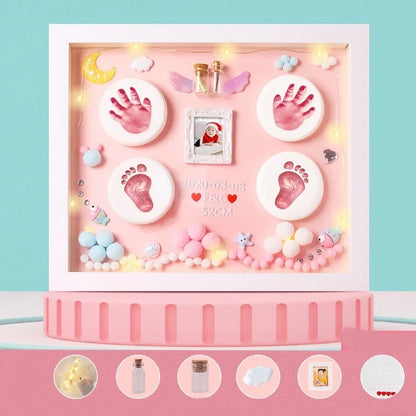 DIY Baby Hand and Foot Print Clay Souvenir Frame with Metal Accents in various styles