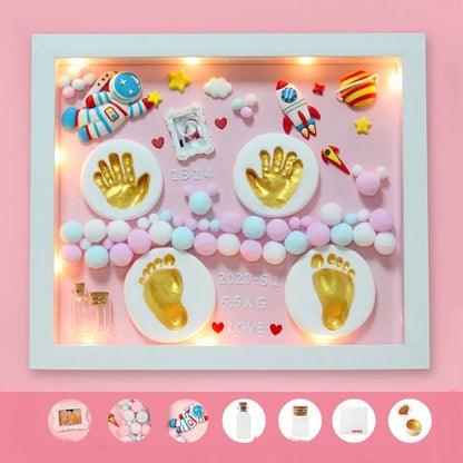 DIY Baby Hand and Foot Print Clay Souvenir Frame with Metal Accents in various styles