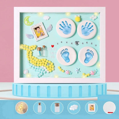 DIY Baby Hand and Foot Print Clay Souvenir Frame with Metal Accents in various styles