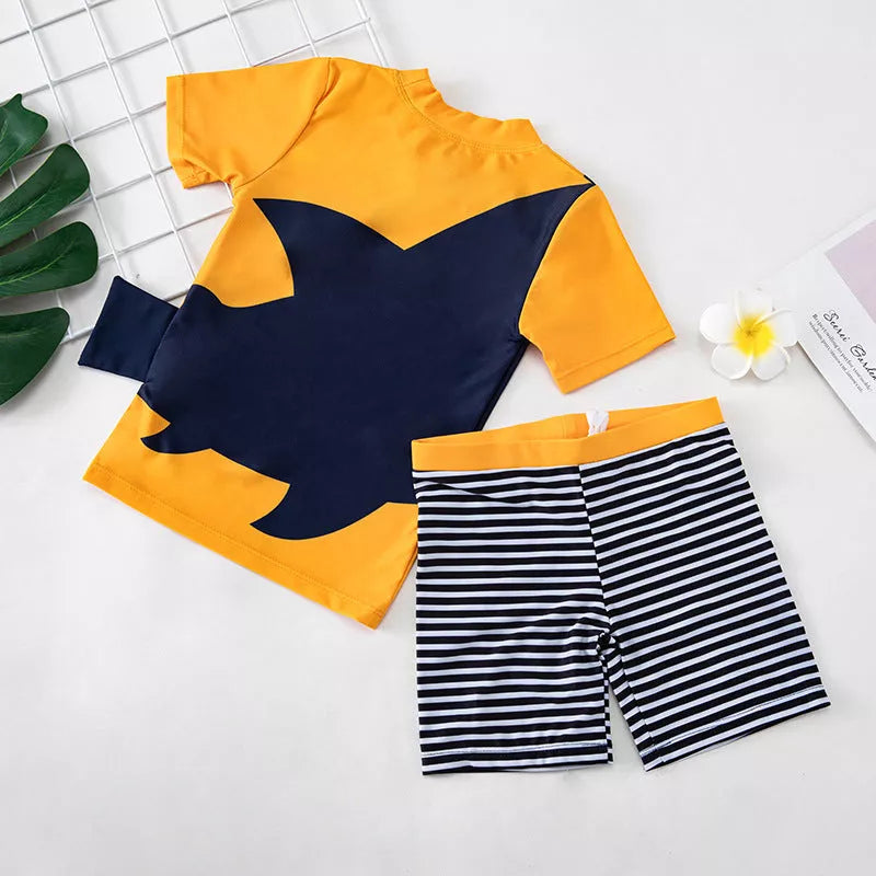 Children's quick-dry swimwear with sunscreen protection in big mouth fish design