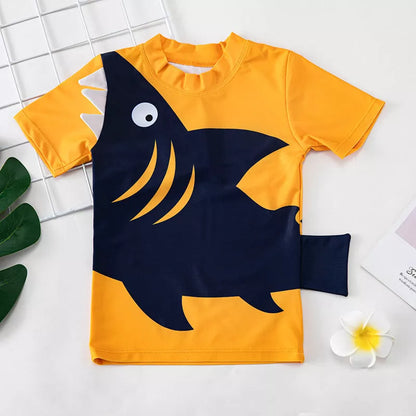 Children's quick-dry swimwear with sunscreen protection in big mouth fish design