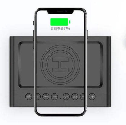 Wireless Charging Bluetooth Speaker Alarm Clock with LED Display - Versatile and Stylish Bedside Companion