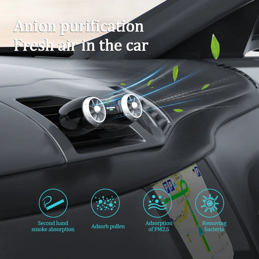 Premium car air purifier with advanced negative ion technology to remove pollutants and odors for a refreshed driving experience