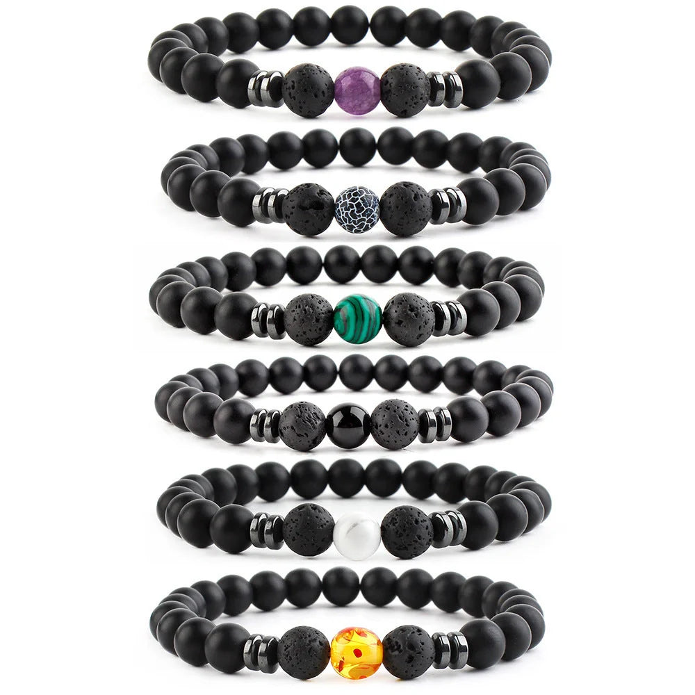 8mm stone beads seven chakra yoga beaded bracelet with elastic rope in various natural stones