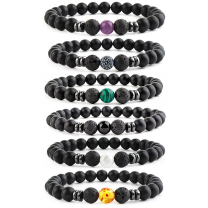 8mm stone beads seven chakra yoga beaded bracelet with elastic rope in various natural stones