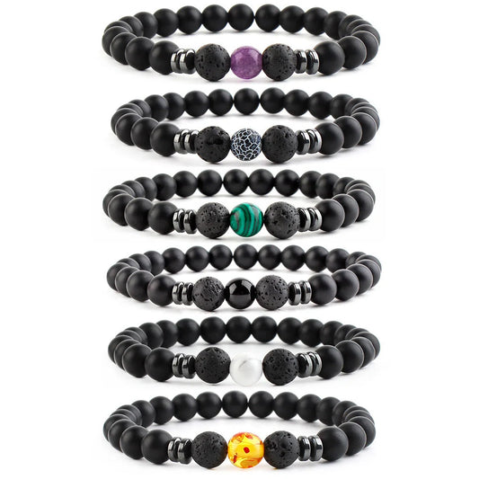 8mm stone beads seven chakra yoga beaded bracelet with elastic rope in various natural stones
