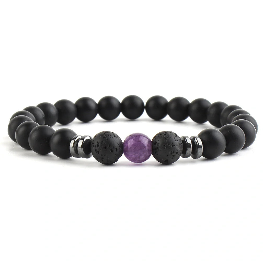 8mm stone beads seven chakra yoga beaded bracelet with elastic rope in various natural stones