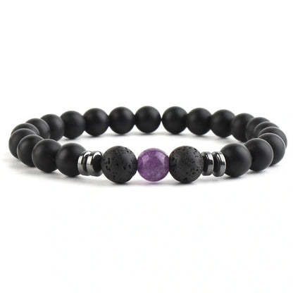 8mm stone beads seven chakra yoga beaded bracelet with elastic rope in various natural stones