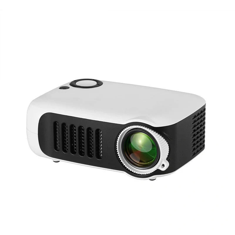 A2000 Mini Portable Smart Projector with 1080P HD support in orange, white, and black