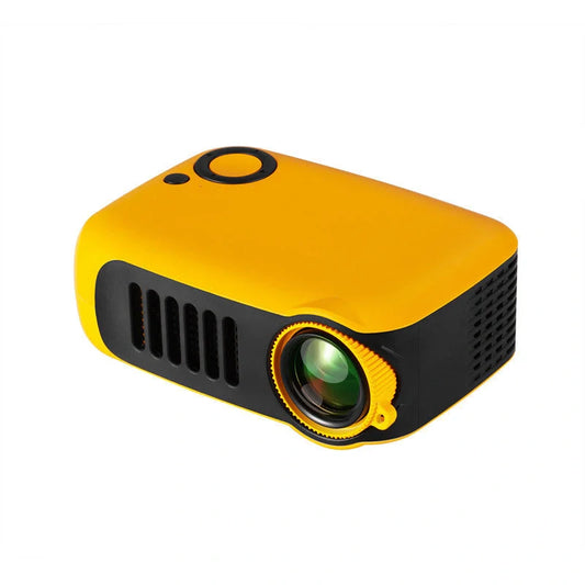 A2000 Mini Portable Smart Projector with 1080P HD support in orange, white, and black