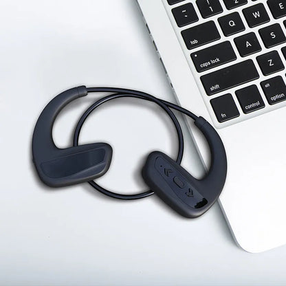 Black and red Bluetooth swimming headset with head-mounted design for waterproof sports training