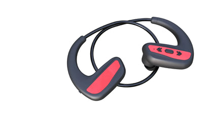 Black and red Bluetooth swimming headset with head-mounted design for waterproof sports training