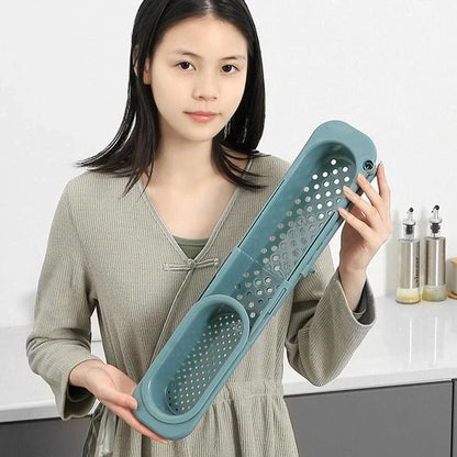 Adjustable sink organiser with drainage rack, versatile storage solution for kitchens