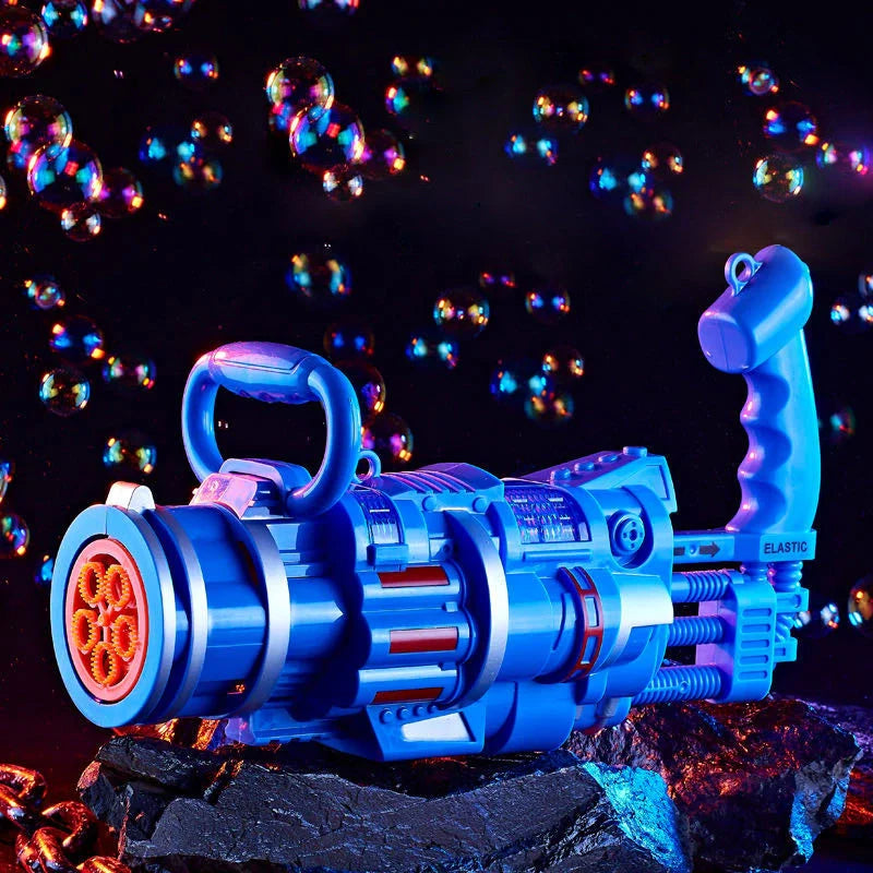 Gatling Bubble Gun Machine for children with automatic electric bubble blower and music features
