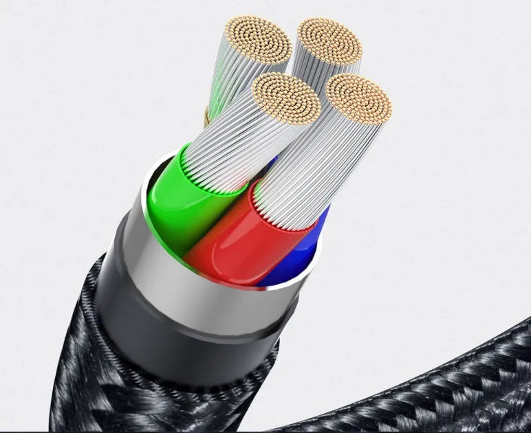 Essager black magnetic USB charging cable with 540-degree rotating connector showing LED light and nylon braiding