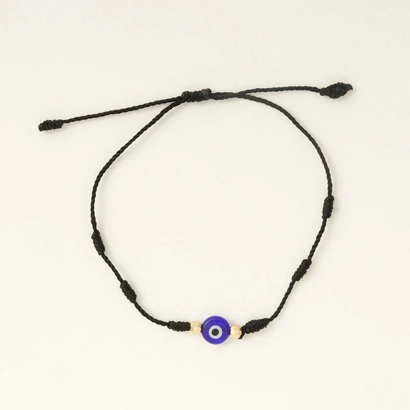 7-knot Evil Eye Bracelet 6 Pack with adjustable braided rope and blue charm