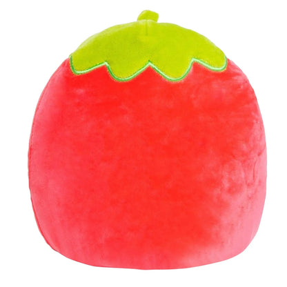 3D strawberry plush toy in 20cm and 30cm sizes with short plush fabric and PP cotton filling