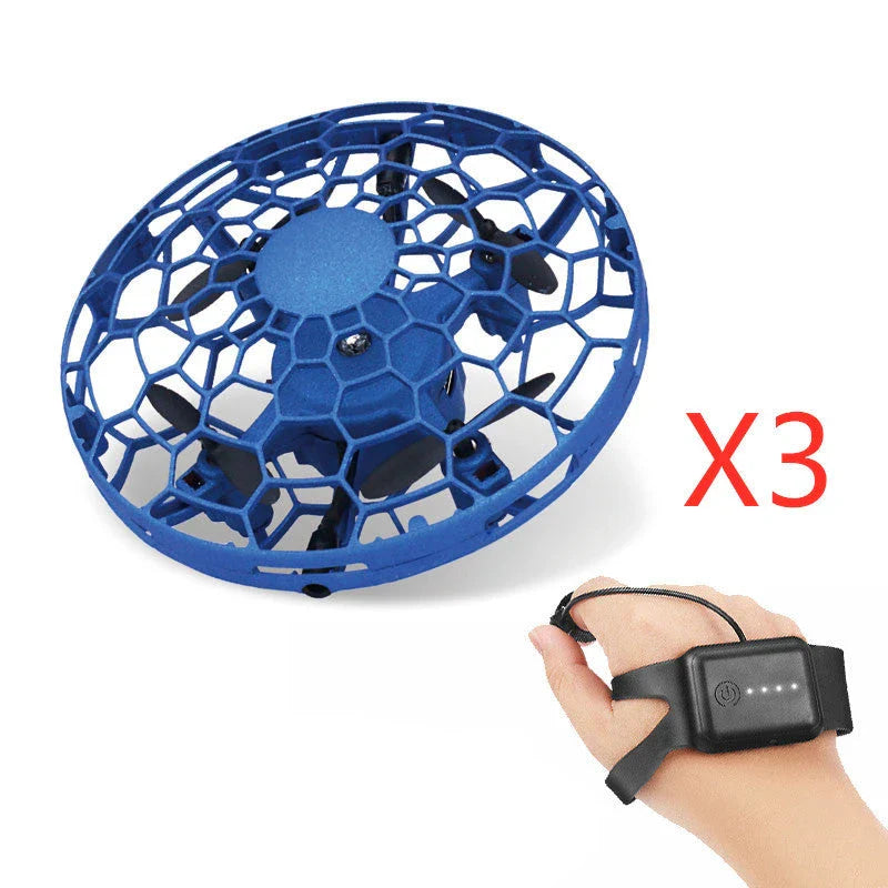 Futuristic mini drone helicopter with UFO-inspired design, automatic obstacle detection, and intuitive controls