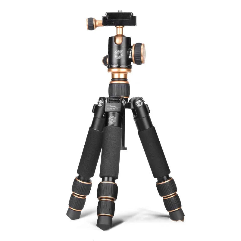 Black aluminium alloy ball head tripod for iPhone, shown at extended height.
