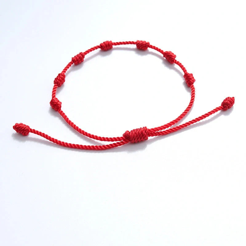 7-knot Evil Eye Bracelet 6 Pack with adjustable braided rope and blue charm